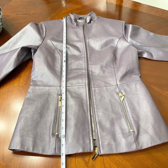 TERRY LEWIS CLASSIC Purple Leather Jacket Biker Outdoor Classic Size XS - Picture 8 of 9
